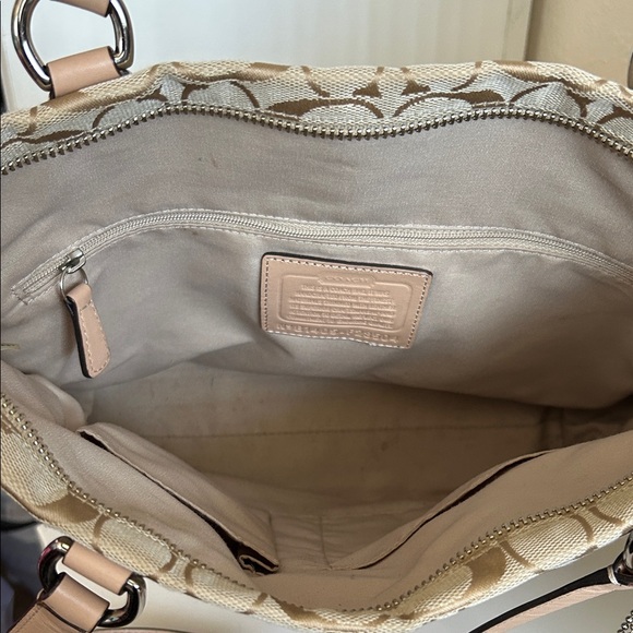 Coach Signature Beige and Pink Tote Bag - Picture 3 of 8